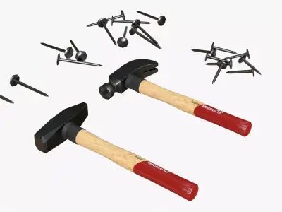 Hammers and Nails Pack Low-poly 3D model