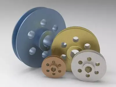 Pulleys metal pulley with holes 3D model