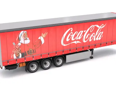 Semi Trailer Coca-Cola Curtainsider 3D model