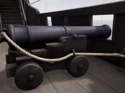 Ship Cannon Free low-poly 3D model