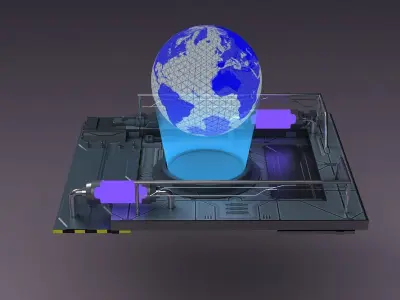 Space Earth Station Orbit Planet Hologram Medical Lab Research 3D model
