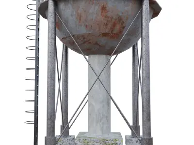 Abandoned Water Tower Low-poly 3D model
