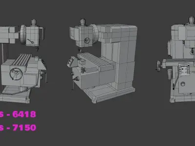 Milling machine Low-poly 3D model purchase