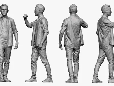 001256 guy in tshirt holding hand as a singer 3D model