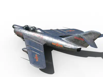 PBR PLAAF J-5 Fighter Mig-17 two-seat version Low-poly 3D model