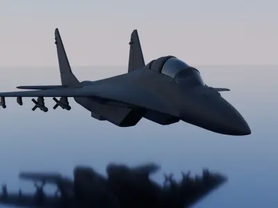 JET 3D fighter on water 3D model