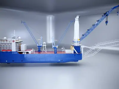 Pipelayer Crane Ship 3D model