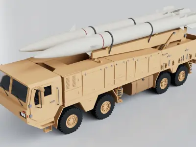 Ballistic Missiles and Artillery Rockets Launcher Military Low-poly 3D model