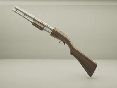 Low poly Shotgun Low-poly 3D model get
