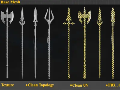 10 Model of battle spear Low-poly 3D model
