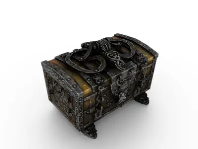 Old Metal Chest Low-poly 3D model