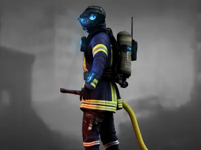 Sci Fi Firefighter Low-poly 3D model
