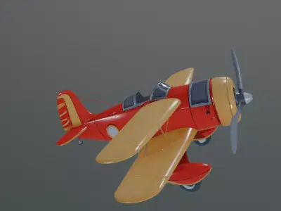 retro biplane 3D model