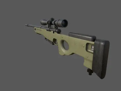 L96A1 Sniper Rifle Low-poly 3D model