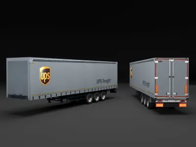 Semi trailers set Low-poly 3D model
