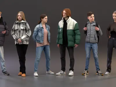 Rigged People - SixPack 04 - Realistic Lowpoly Characters 3D model
