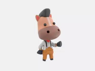Cute Horse 3D Illustration 3D model 3