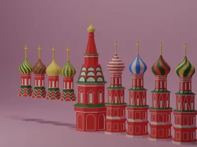 Moscow Kremlin Saint Basils Cathedral Russia Low-poly 3D model