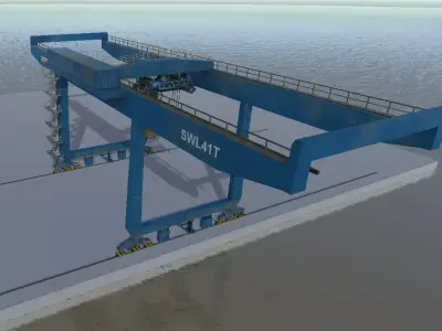 Kalmar rail mounted gantry container crane low-poly 3d model Low-poly 3D model