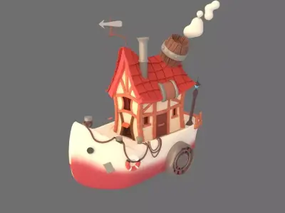 Stylized Boat Low-poly 3D model by Artycanvas