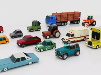 Low poly Vehicles Collection 3D model
