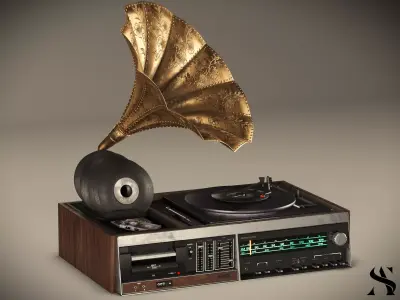 gramophone Low-poly 3D model