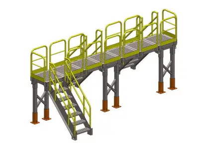 Escadas de cruzamento de esteiras Low-poly 3D model