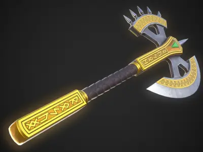 Fantasy Axe 04 - 4 Variations 3D Model Collection