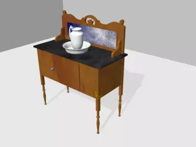 Antique Wash Stand with Jug and Basin 3D model