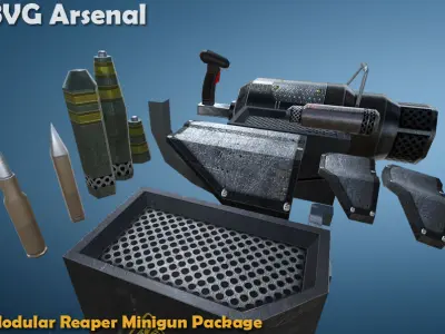 Modular Reaper Minigun Package - HQ Low-poly 3D model
