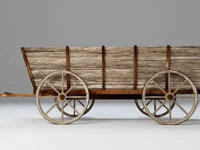 Wooden Cart 3D model 5