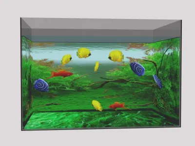 aquarium with fish in it Low-poly 3D model