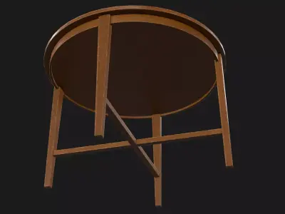 Wood Round Table  Game Ready PBR Low-poly 3D model