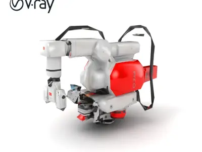 Industrial Painting Robot Model Pack with Extendable Arms Low-poly 3D model