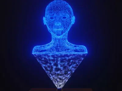Sci-fi human scan projection Low-poly 3D model