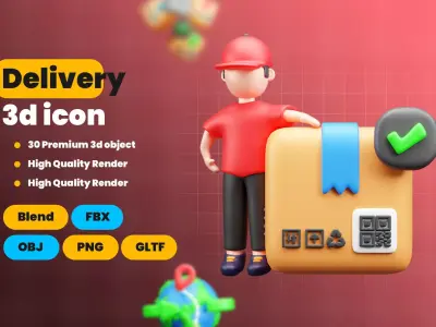 Modern Delivery and Logistics Service  3d icon set 3D model
