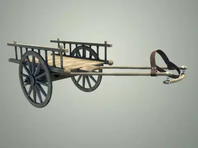 Horse van cart Low-poly 3D model