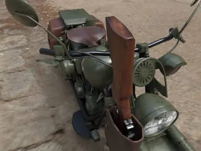 Motorcycle Custom Military HD Low-poly 3D model