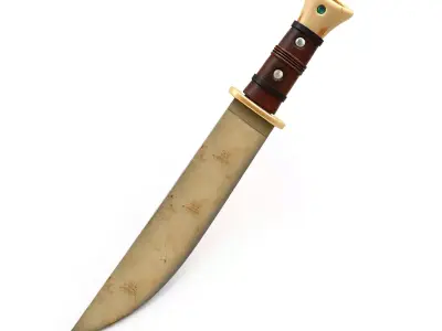 Rustic Combat Knife Low-poly 3D model