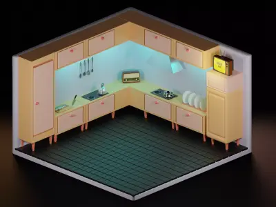 Kitchen Low-poly 3D model