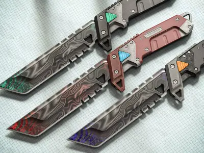 Sci-fi Knife KW PBR Low-poly 3D model