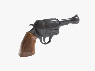Stylized Revolver Pistol Free low-poly 3D model