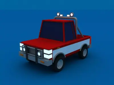 Low Poly car tow truck Free 3D model