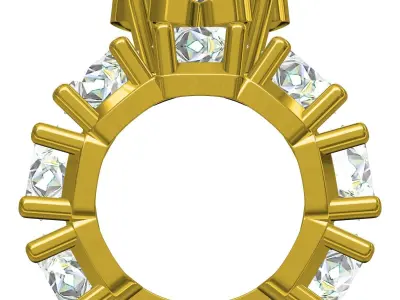 Antique Big Diamond Half Eternity Bridal Ring Set 3D print model
