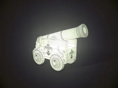 Stylized Medieval Cannon Low-poly 3D model
