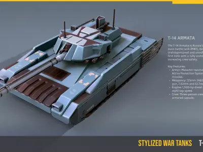 Stylized Tank T14 Armata Low-poly 3D model