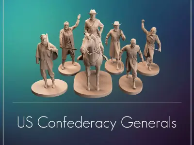 American Civil War Miniature Soldiers and Generals Set 3D print model