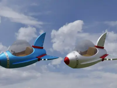 Spaceship Cartoon Low-poly 3D model purchase