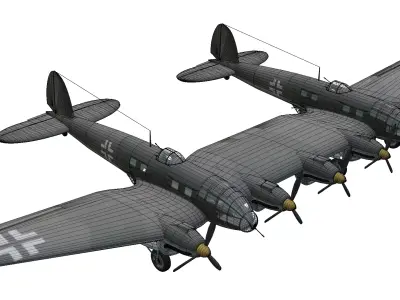 Heinkel He 111Z Zwilling Low-poly 3D model