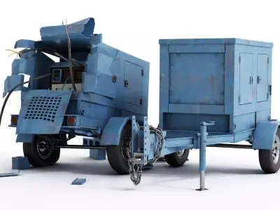 Abandoned Industrial Generator Trailer 3D model